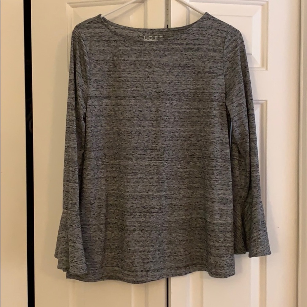Loft grey and black melange bell sleeve tee